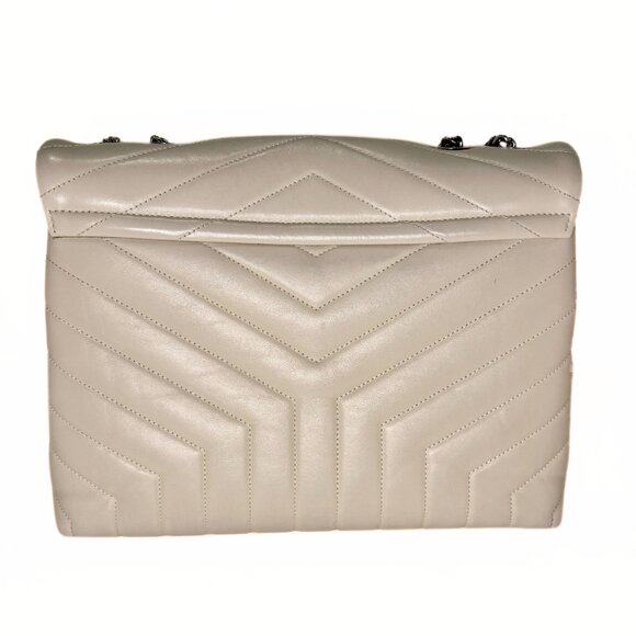 YSL Cream Loulou Medium in Matelasse Lambskin, Chevron Quilted - Picture 12 of 14